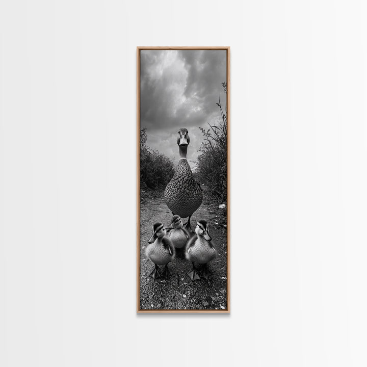 Duck Family, Wildlife Photography, Baby Ducks, Country Style, Canvas Print, Farmhouse Wall Art, Fall Animal Decor, Kids Room Art