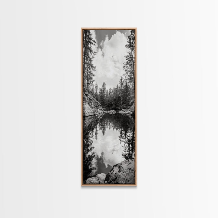 Forest Reflection, Tranquil Lake, Evergreen Woods, Wilderness Scene, Canvas Print, Rustic Cabin Wall Decor, Nature Photography Art