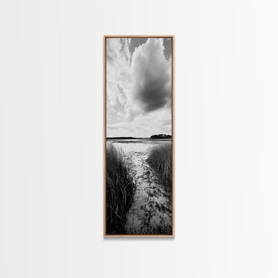 Marsh Trail, Nature Path, Quiet Wetland Scene, Canvas Print, Entryway Wall Art, Rustic Decor, Neutral Color Palette, Modern Nature Style