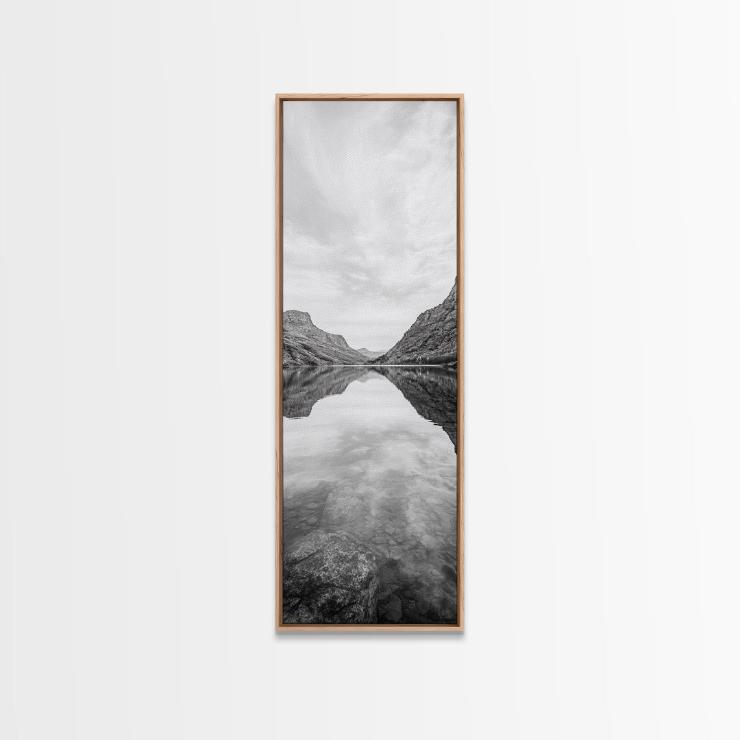 Mountain Lake, Glassy Water, Serene Reflection, Canvas Print, Bedroom Wall Art, Nature Photography, Minimalist Decor, Tranquil Vibe