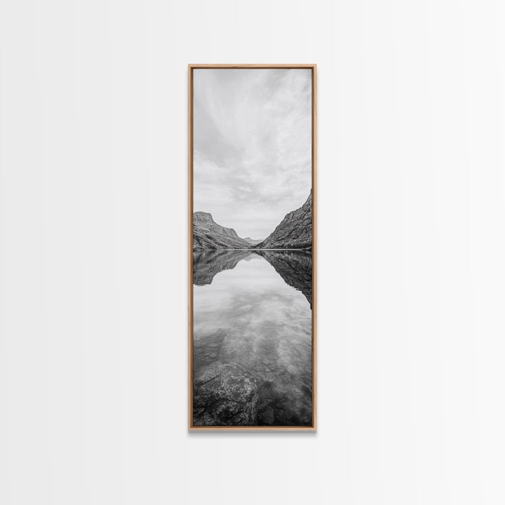 Mountain Lake, Glassy Water, Serene Reflection, Canvas Print, Bedroom Wall Art, Nature Photography, Minimalist Decor, Tranquil Vibe