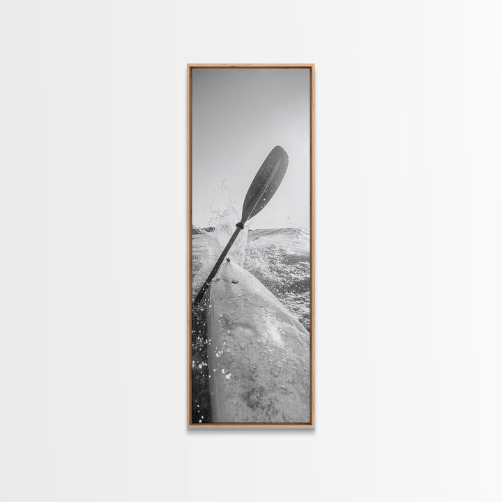 Kayak Adventure, Water Splash, Paddle Motion, Framed Canvas Print, Outdoor Man Cave Art, Action Wall Decor, Nautical Photography, Man Cave