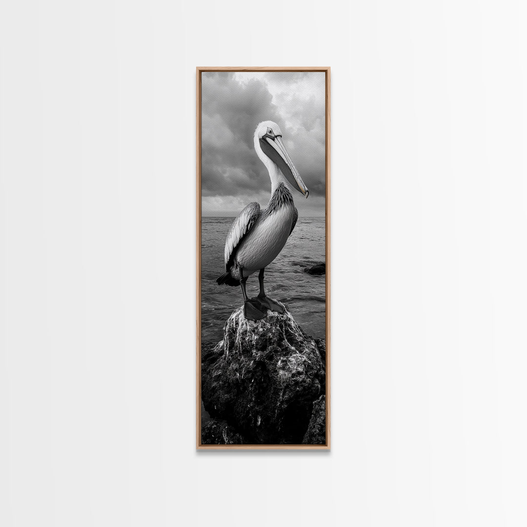 Coastal Bird Portrait, Ocean Wildlife, Nature Decor, Minimalist Art, Framed Canvas Print, Beach House Bathroom Wall Art, Living Room Art