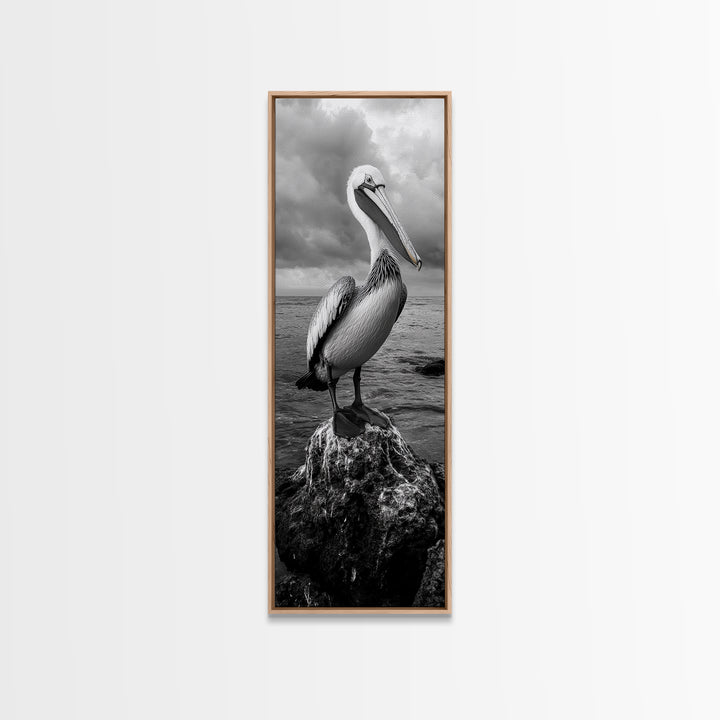 Coastal Bird Portrait, Ocean Wildlife, Nature Decor, Minimalist Art, Framed Canvas Print, Beach House Bathroom Wall Art, Living Room Art