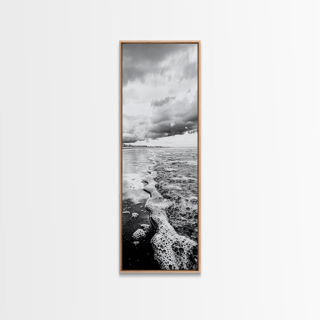 Stormy Waves, Sea Foam, Coastal Ocean, Canvas Print, Moody Seascape, Neutral Wall Art, Beach Bathroom or Entryway Home Decor