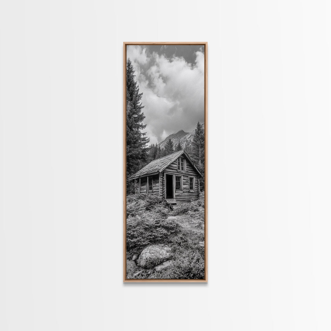 Rustic Cabin, Mountain Retreat, Forest Escape, Framed Canvas Print, Fall Nature Art, Cozy Lodge Decor, Bedroom or Den Wall Piece