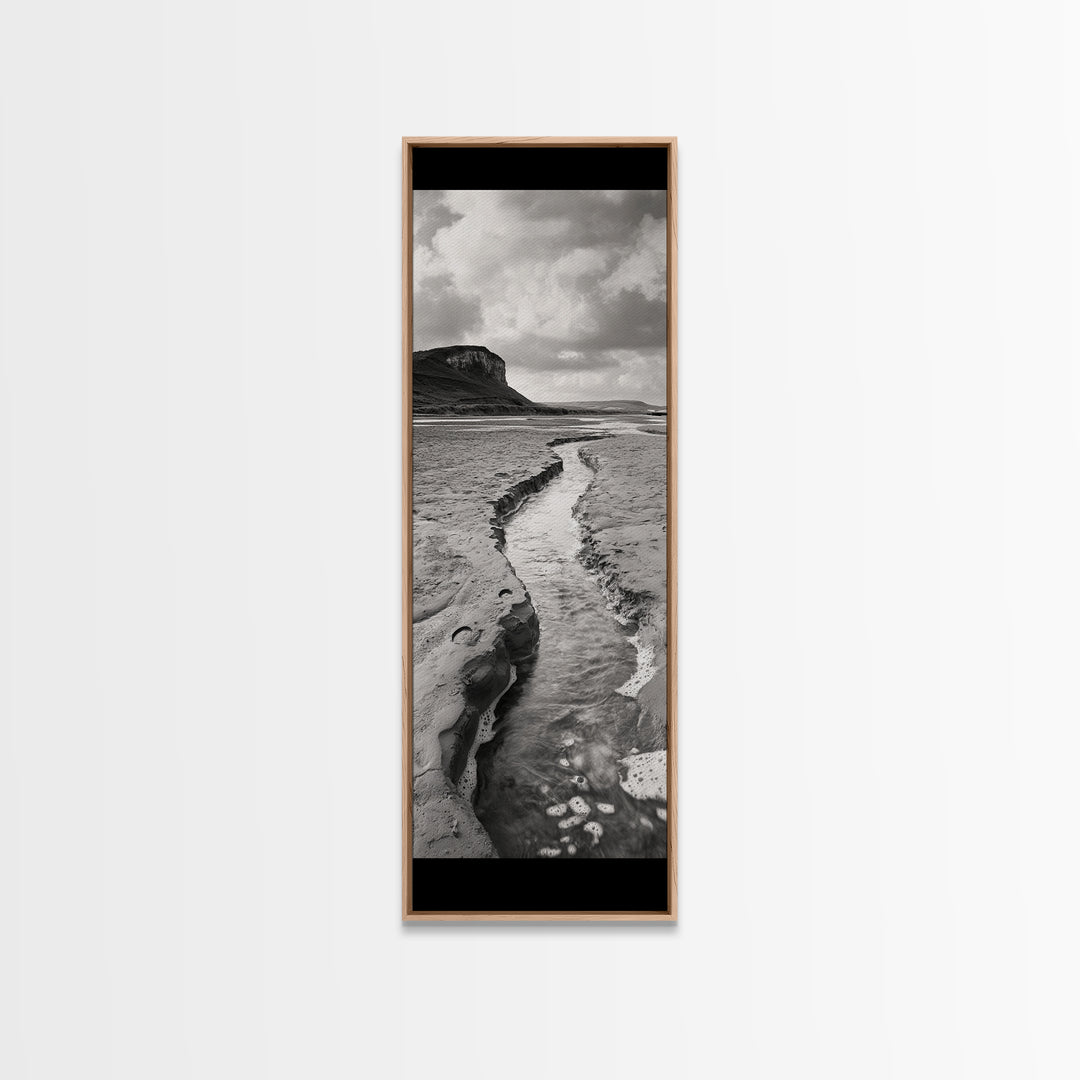 River Path Art, Coastal Landscape Decor, Nature Scene Wall Art, Minimalist Earth Tones, Framed Canvas Print, Beach House Vibe