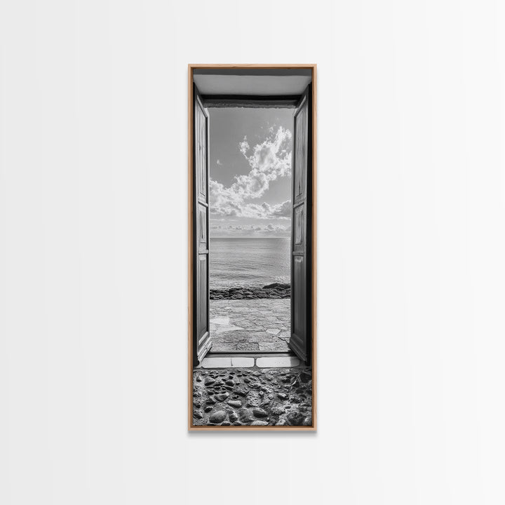 Open Door View, Sea Horizon Art, Dreamy Ocean Photography, Modern Entryway Decor, Framed Canvas Print, Minimalist Style Seascape