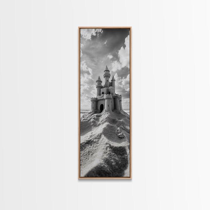 Sandcastle Fantasy, Beach Dream Print, Whimsical Coastal Decor, Kids Room or Nursery Art, Framed Canvas Print, Fairytale Vibe