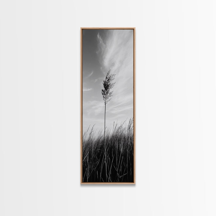 Solitary Grass Print, Minimalist Field Art, Tall Grass Photography, Rustic Bedroom Wall Decor, Framed Canvas Print, Fall Nature Vibe