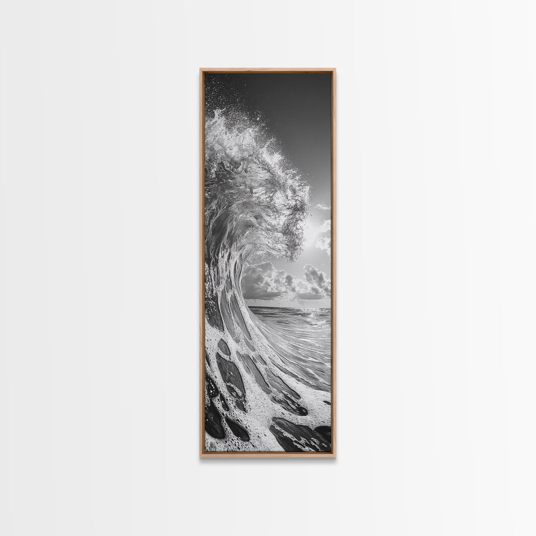 Ocean Wave, Splash Art, Dramatic Sea, Framed Canvas Print, Surfer Gift, Beach House Decor, Dynamic Water Scene, Nature Photography