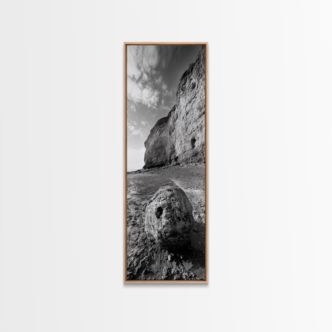 Seaside Cliffs, Coastal Rock, Rugged Beauty, Framed Canvas Print, Nature Wall Art, Rustic Beach Decor, Boho Vibe, Earthy Textures