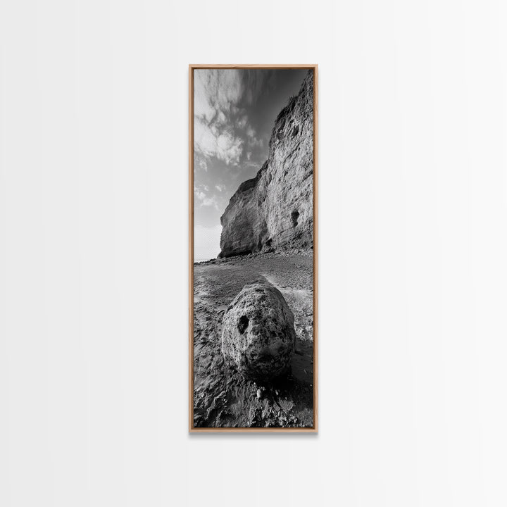 Seaside Cliffs, Coastal Rock, Rugged Beauty, Framed Canvas Print, Nature Wall Art, Rustic Beach Decor, Boho Vibe, Earthy Textures