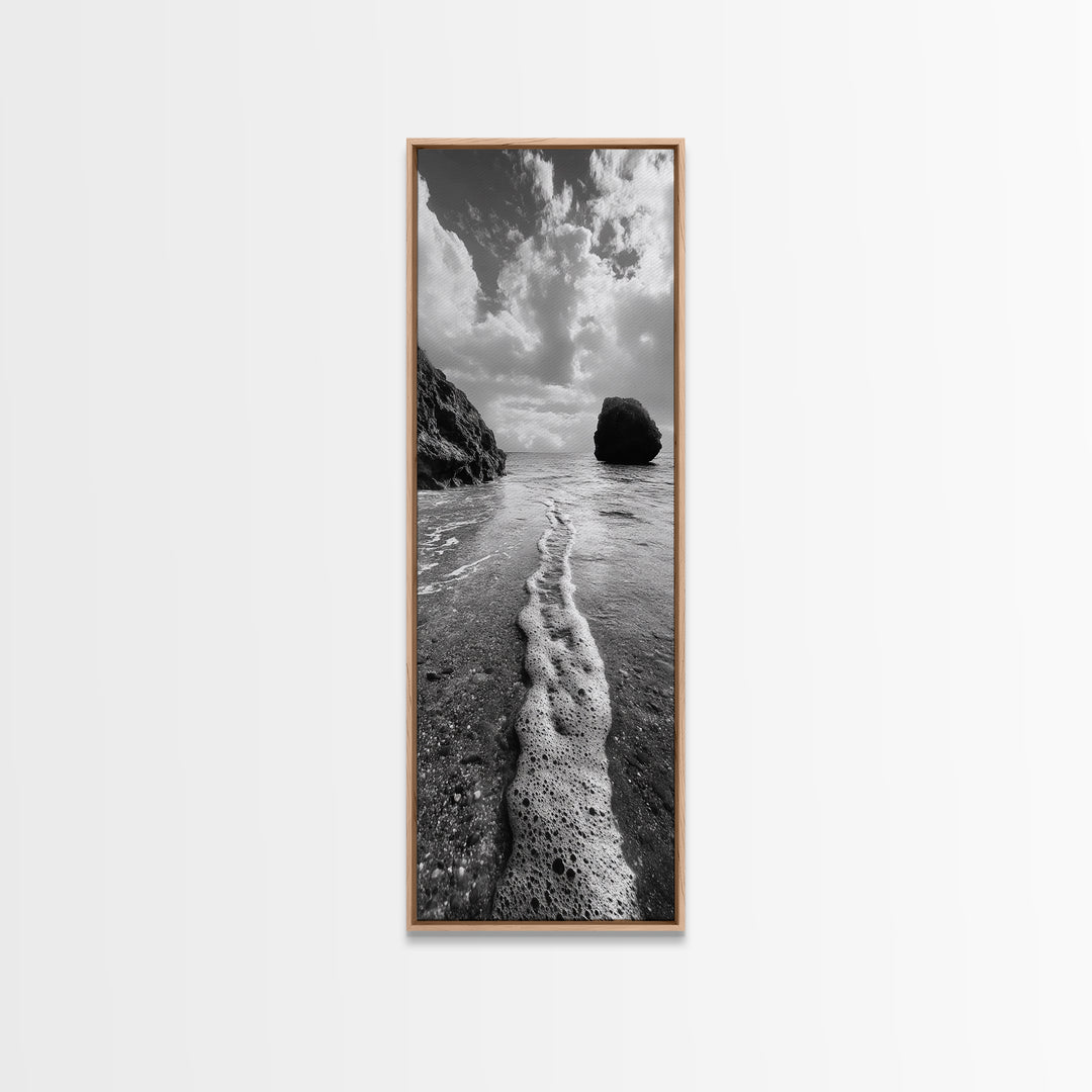 Sea Foam, Ocean Rocks, Gentle Tide, Canvas Print, Beach House Wall Art, Coastal Minimalist Style, Nature Photography Decor, Living Room Decor