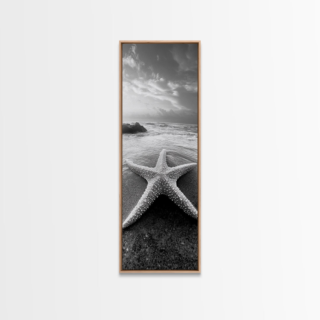 Ocean Star, Sea Life, Coastal Serenity, Marine Beauty Framed Canvas Print, Beach House Wall Art, Coastal Nautical Bathroom Decor