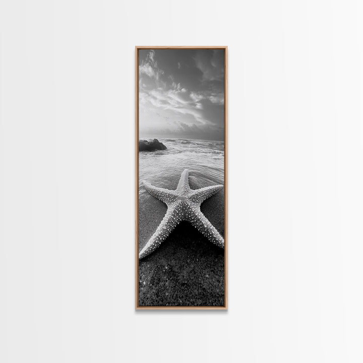 Ocean Star, Sea Life, Coastal Serenity, Marine Beauty Framed Canvas Print, Beach House Wall Art, Coastal Nautical Bathroom Decor