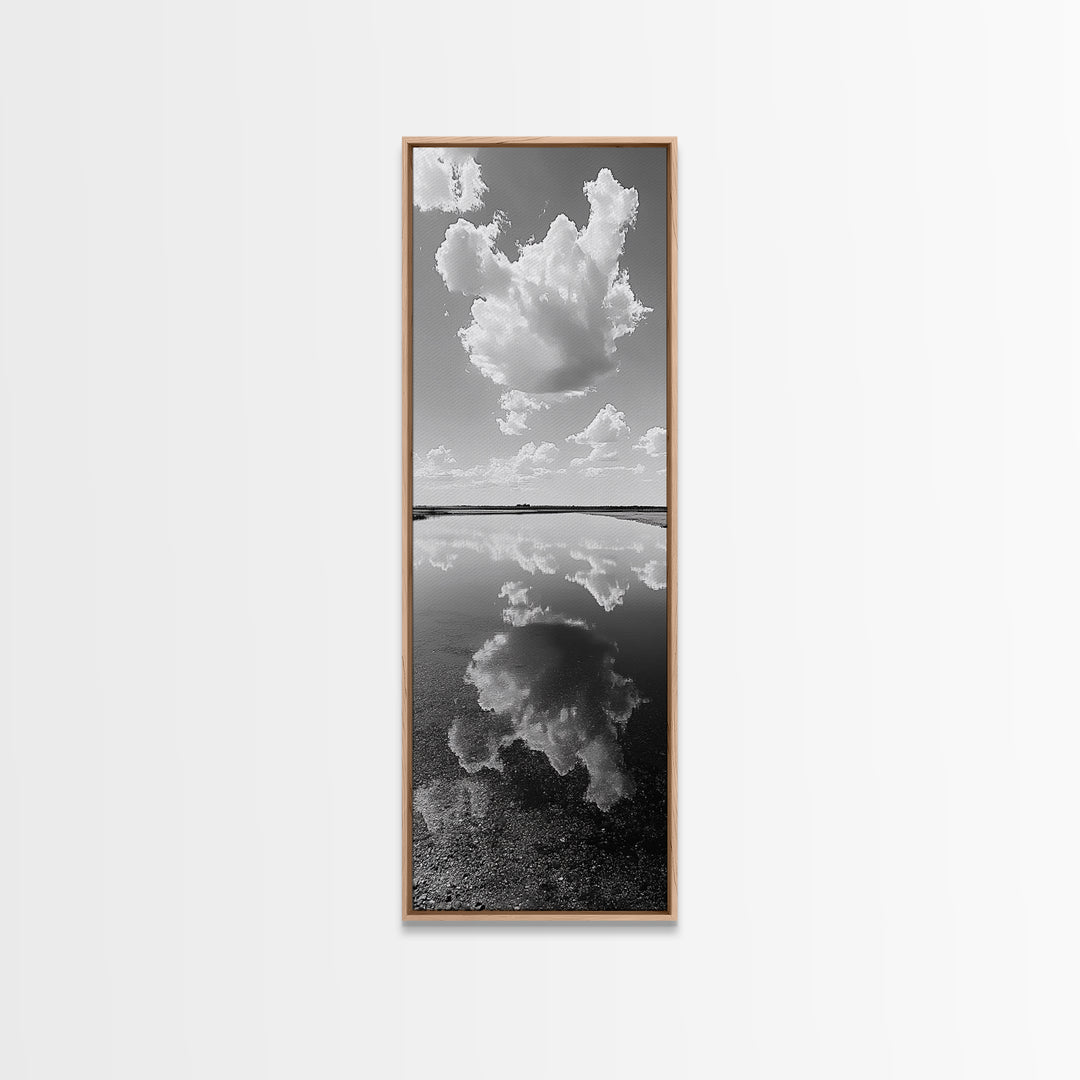 Cloud Reflections, Still Lake, Tranquil Waters, Sky Mirror Canvas Print, Minimalist Living Room Wall Art, Scandinavian Style Decor