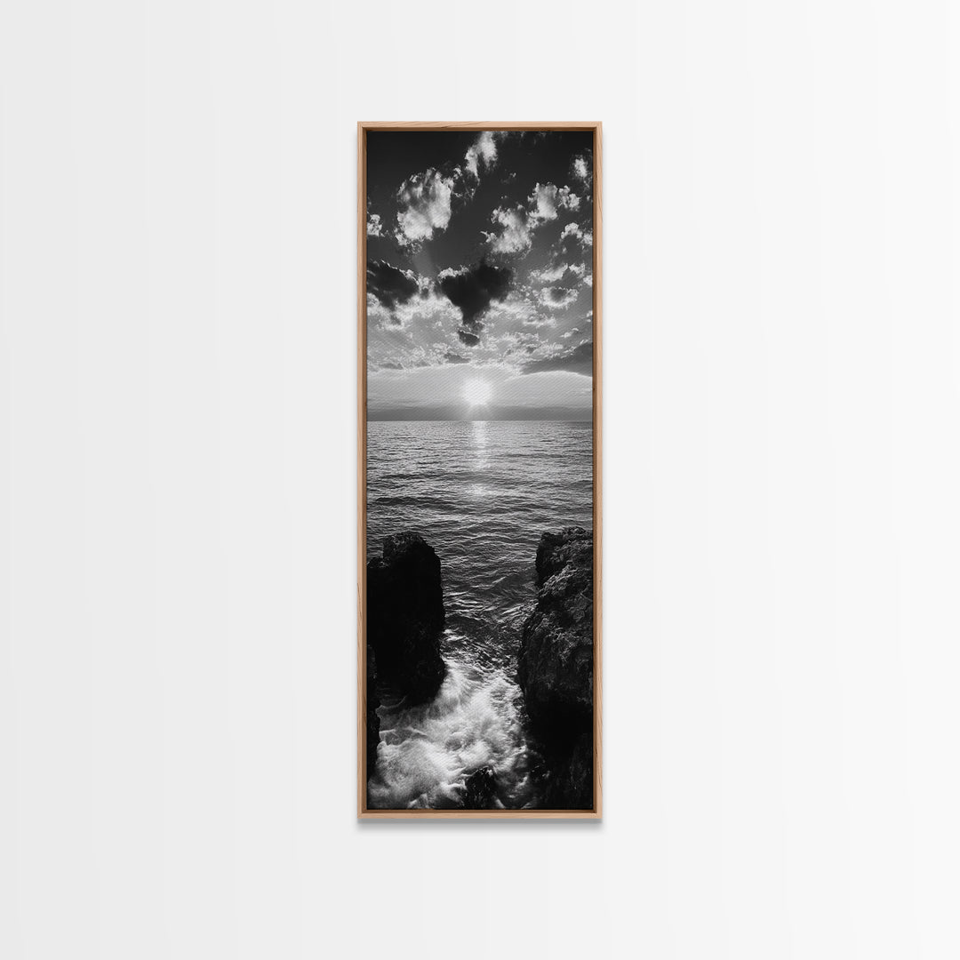 Sunset Ocean, Dramatic Sky, Serene Coastline, Nature Scene, Canvas Print, Minimalist Art, Bedroom Wall Art, Coastal Gallery Decor