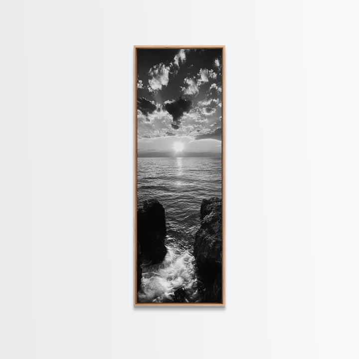 Sunset Ocean, Dramatic Sky, Serene Coastline, Nature Scene, Canvas Print, Minimalist Art, Bedroom Wall Art, Coastal Gallery Decor
