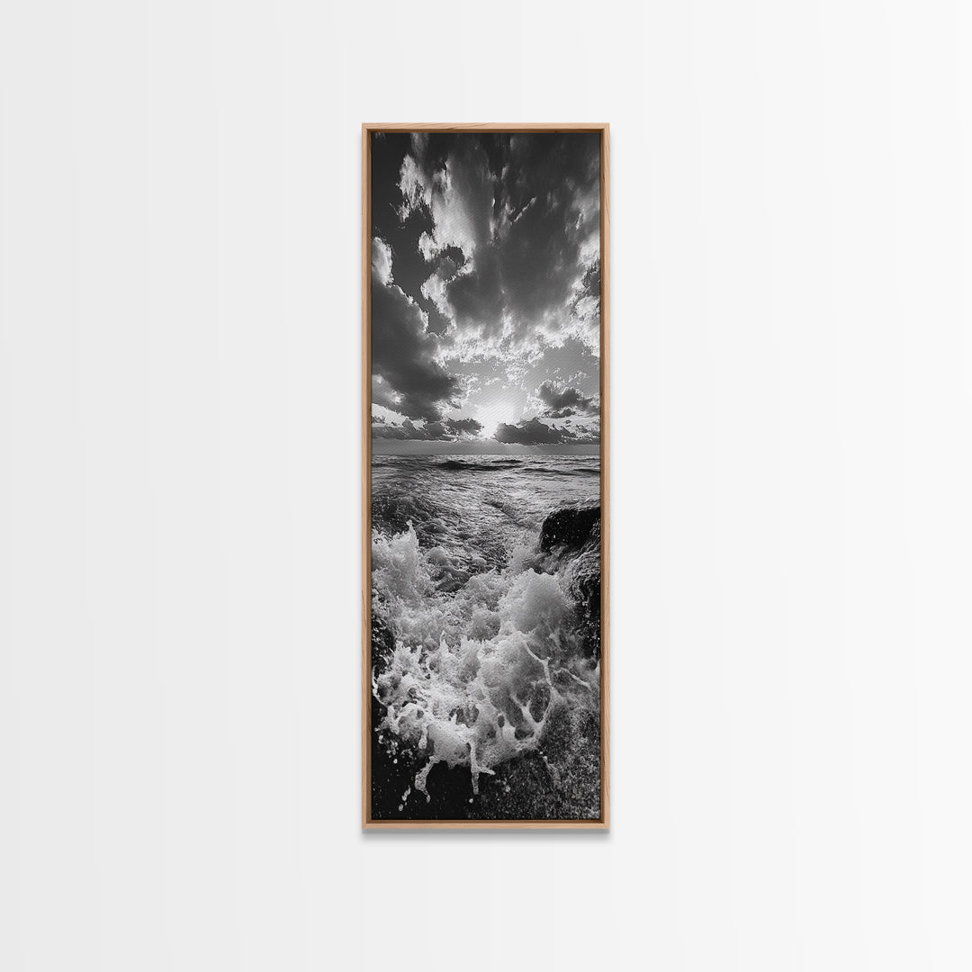 Ocean Splash, Dramatic Sunset, Crashing Waves, Sky Contrast, Canvas Print, Nautical Art, Coastal Bathroom Decor, Bold Seascape