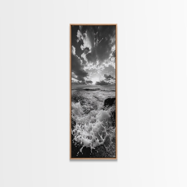 Ocean Splash, Dramatic Sunset, Crashing Waves, Sky Contrast, Canvas Print, Nautical Art, Coastal Bathroom Decor, Bold Seascape