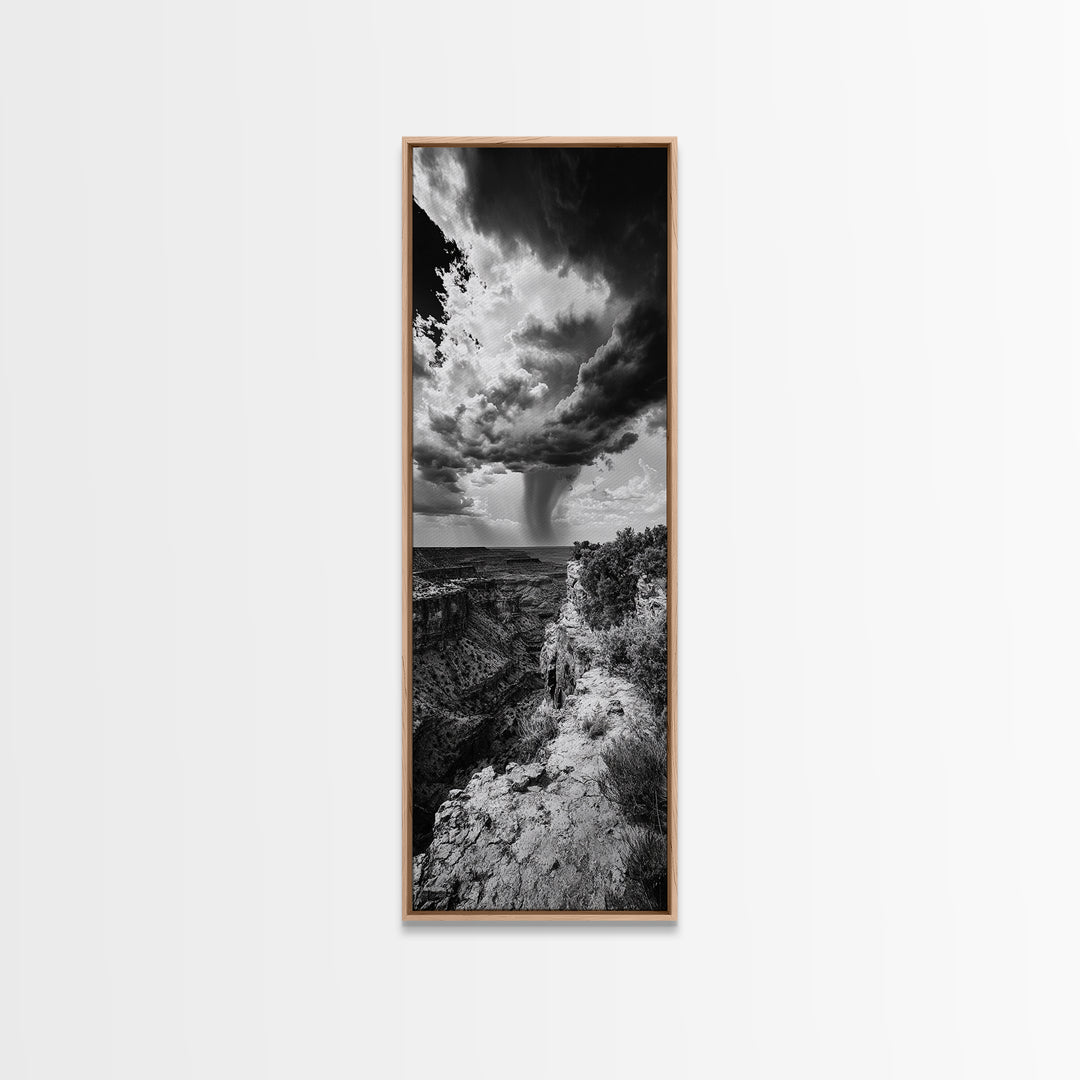 Storm Power, Canyon Rain, Desert Clouds, Monsoon Drama, Framed Canvas Print, Southwestern Wall Art, Moody Living Room Decor