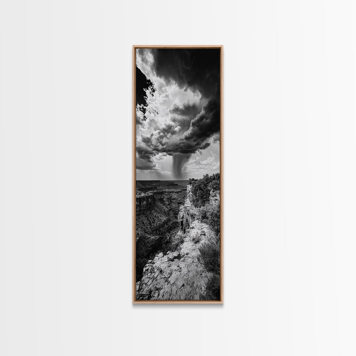 Storm Power, Canyon Rain, Desert Clouds, Monsoon Drama, Framed Canvas Print, Southwestern Wall Art, Moody Living Room Decor