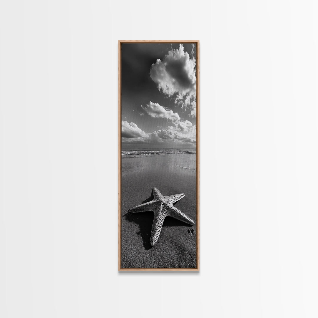 Starfish Beach, Shoreline Calm, Ocean Minimalism, Canvas Print, Coastal Living Room Wall Art, Nautical Bathroom Decor, Beach House Style