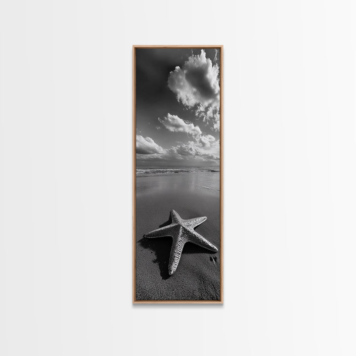 Starfish Beach, Shoreline Calm, Ocean Minimalism, Canvas Print, Coastal Living Room Wall Art, Nautical Bathroom Decor, Beach House Style