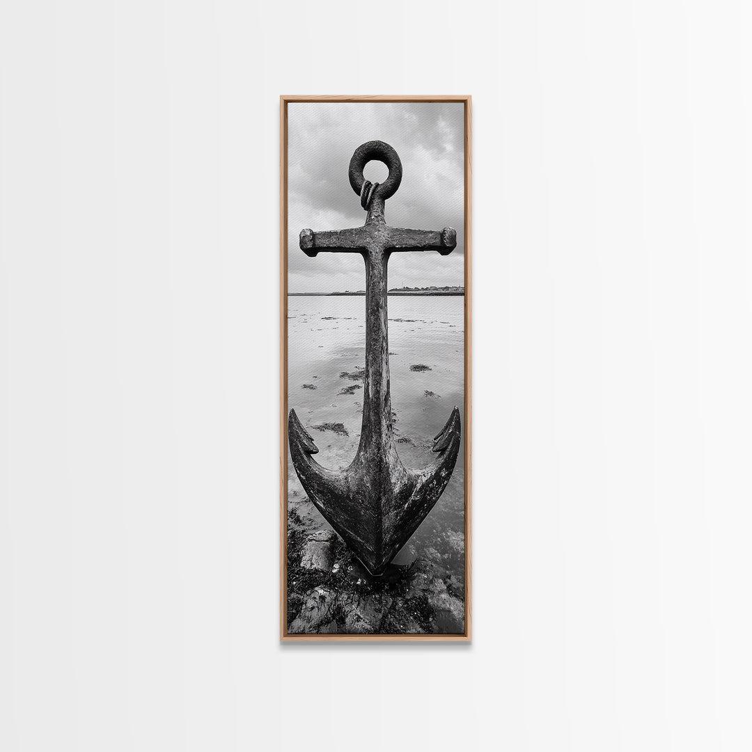 Nautical Anchor, Coastal Vibes, Marine Decor, Ocean-Inspired, Bold Statement, Framed Canvas Print, Entryway Wall Art, Rustic Beach Style