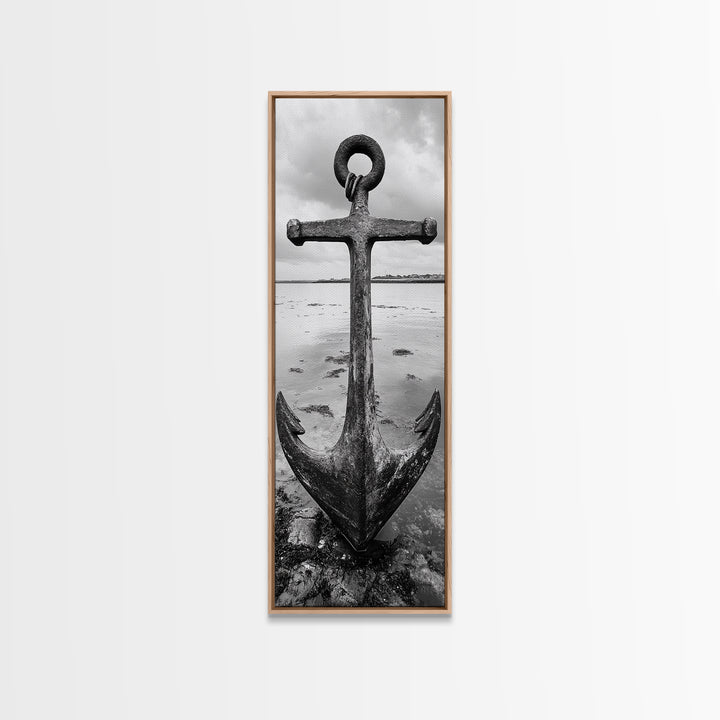Nautical Anchor, Coastal Vibes, Marine Decor, Ocean-Inspired, Bold Statement, Framed Canvas Print, Entryway Wall Art, Rustic Beach Style