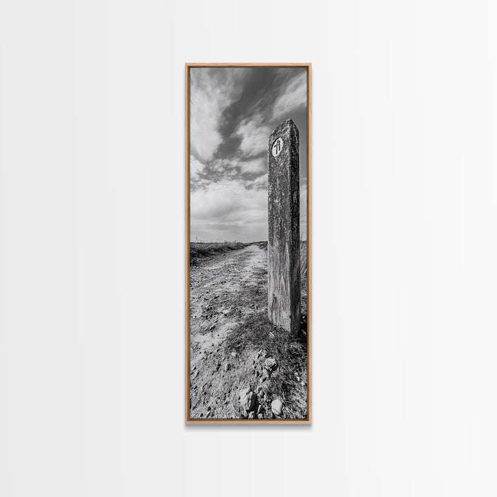 Trail Marker, Countryside Path, Rustic Journey, Canvas Print, Outdoor Adventure Wall Art, Neutral Fall Decor, Minimalist Hallway Art