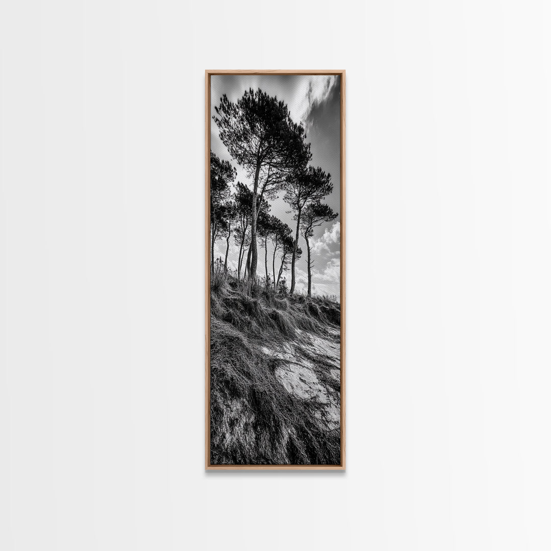Windy Pines, Cliff Edge, Tree Silhouettes, Canvas Print, Moody Forest Photography, Rustic Cabin Wall Art, Autumn Living Room Decor