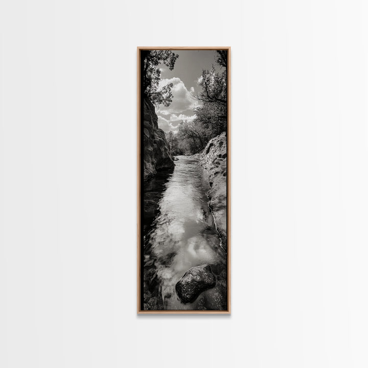 Mountain Stream, Flowing Water, Canyon Trail, Canvas Print, Nature Adventure Art, Rustic Cabin Decor, Bathroom Wall Accent, Entryway Accent