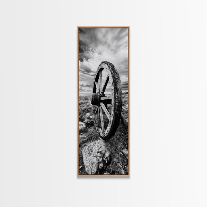 Prairie Wagon Wheel, Antique Rustic Wall Decor, Western Homestead Art, Barnhouse Style Print, Canvas Print, Fall Living Room Art