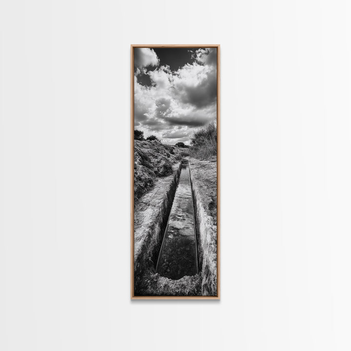 Stone Water Channel, Ancient Pathway Art, Moody Landscape Photography, Historical Wall Decor, Study or Hallway Accent, Canvas Print