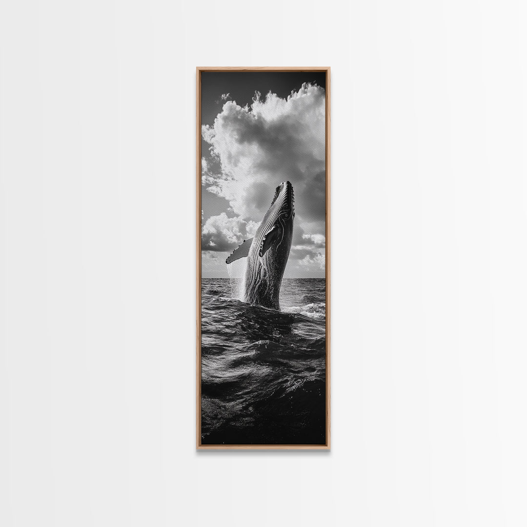 Breaching Whale Art, Ocean Wildlife Print, Marine Life Photography, Dramatic Sea Scene, Coastal Living Room Decor, Canvas Print