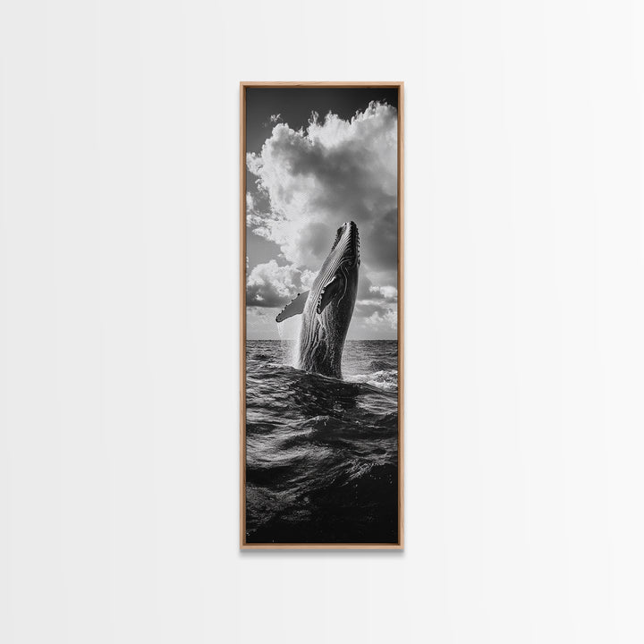 Breaching Whale Art, Ocean Wildlife Print, Marine Life Photography, Dramatic Sea Scene, Coastal Living Room Decor, Canvas Print