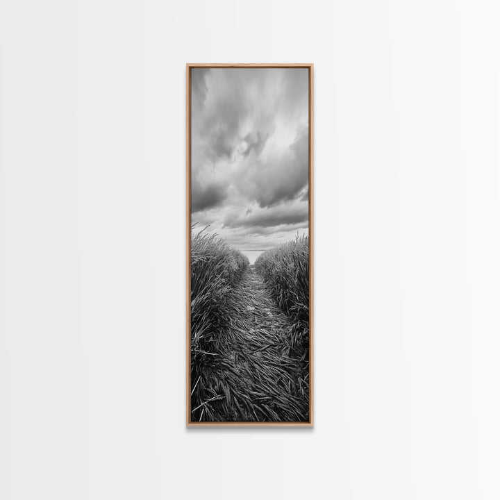 Wheat Field Trail, Countryside Autumn Path, Rustic Farm Landscape, Tranquil Earthy Wall Art, Bedroom or Hallway, Canvas Print