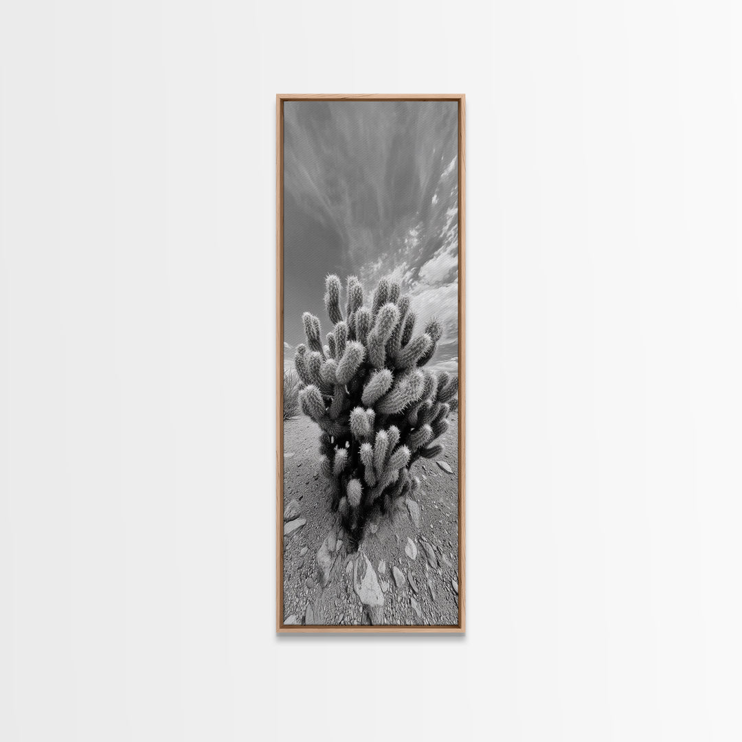 Desert Cactus, Nature Photography, Black White Art, Canvas Print, Boho Western Wall Decor, Modern Rustic Living Room Art, Nature Print