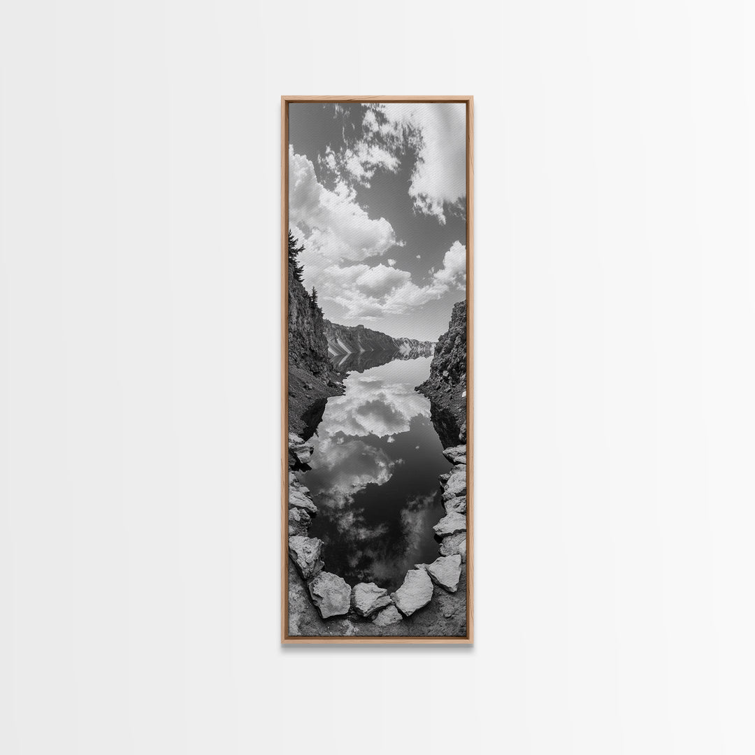 Lake Reflection, Mountain View, Cloud Mirror, Canvas Print, Peaceful Nature Scene, Bedroom Wall Art, Modern Rustic Landscape Decor