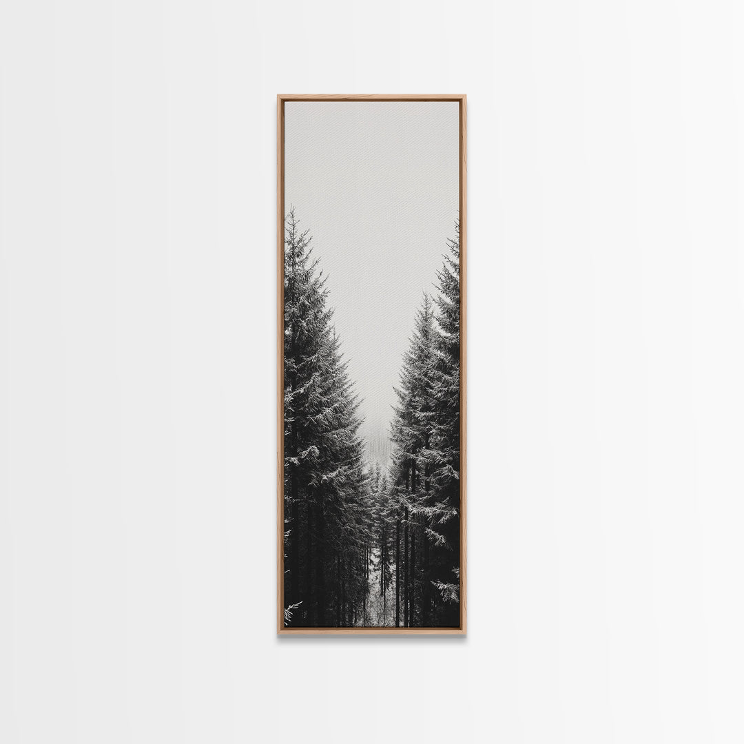 Snowy Forest, Pine Trees, Winter Woods, Minimal Art, Nordic Aesthetic, Canvas Print, Christmas Decor, Cozy Living Room Wall Art