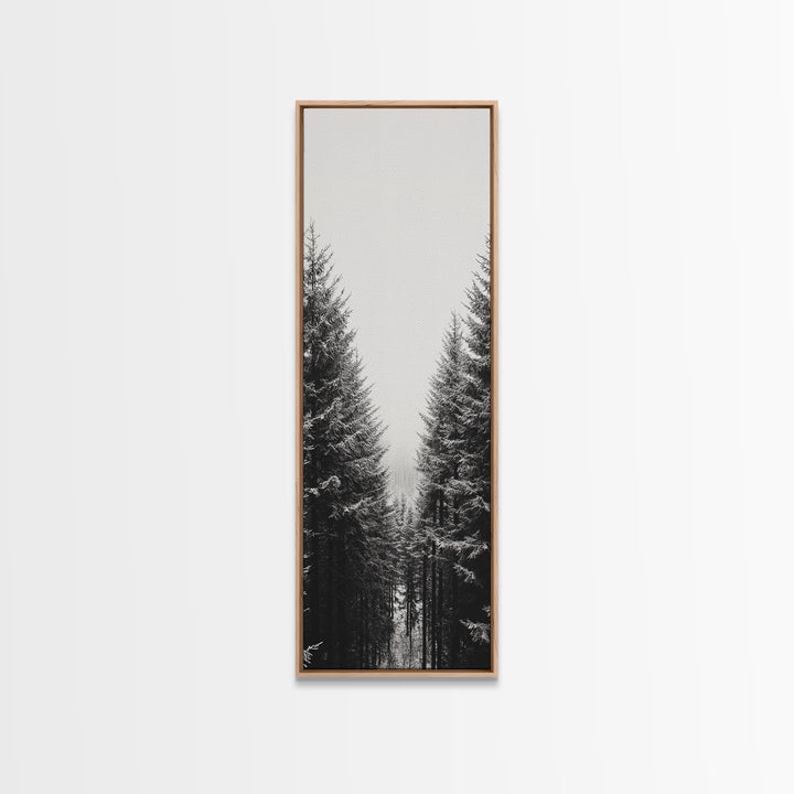 Snowy Forest, Pine Trees, Winter Woods, Minimal Art, Nordic Aesthetic, Canvas Print, Christmas Decor, Cozy Living Room Wall Art