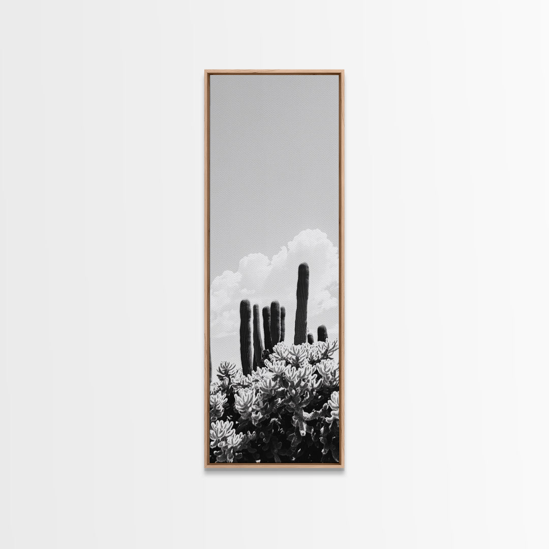 Cactus Cloudscape, Desert Plant Print, Southwestern Wall Decor, Minimalist Cactus Photography, Canvas Print, Boho Living Room Art