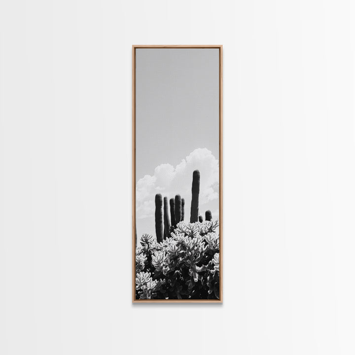 Cactus Cloudscape, Desert Plant Print, Southwestern Wall Decor, Minimalist Cactus Photography, Canvas Print, Boho Living Room Art