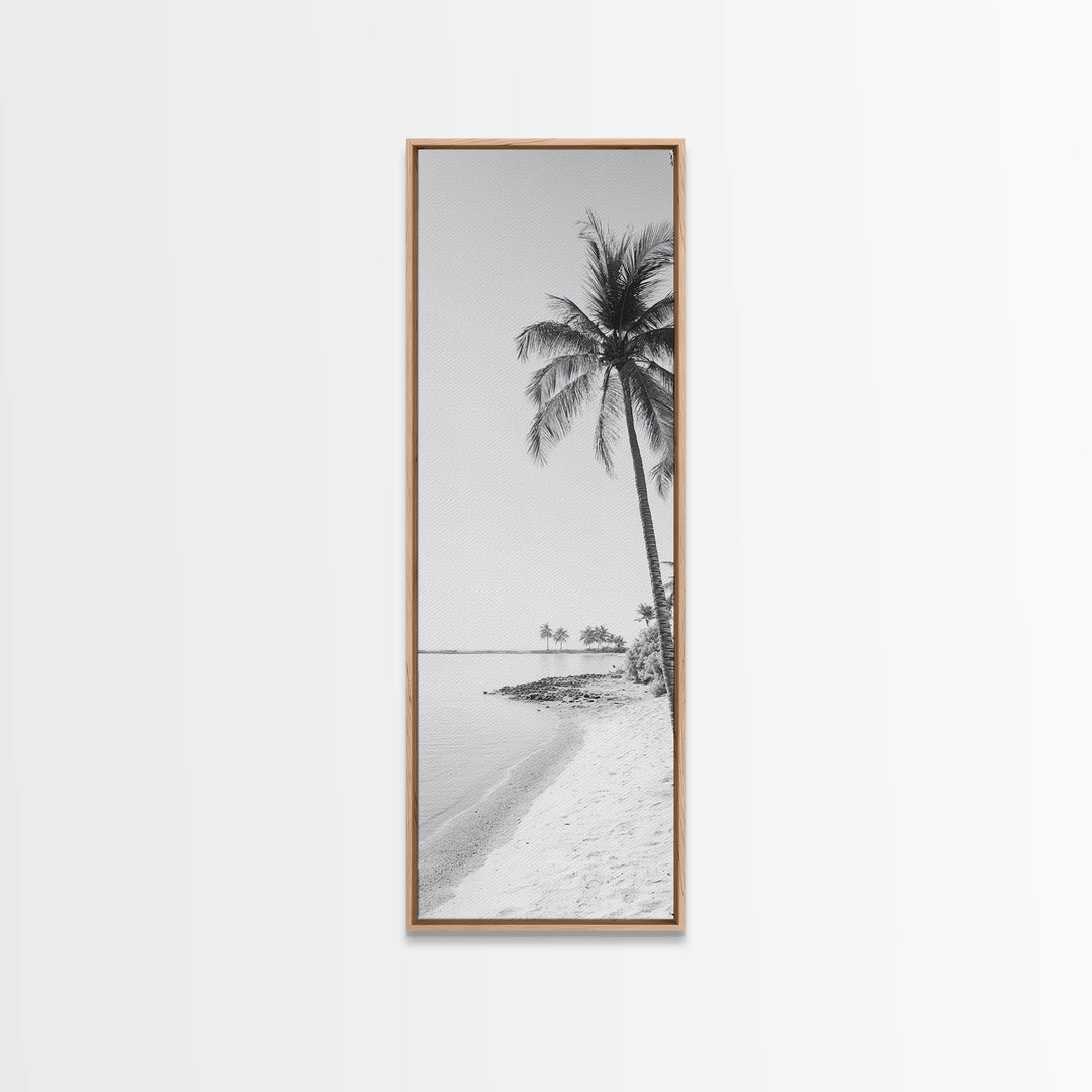 Coastal Palm Trees, Tropical Minimalist Print, Modern Beach Decor, Neutral Wall Art, Framed Canvas Print, Dining Room Summer Vibe