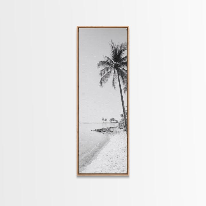 Coastal Palm Trees, Tropical Minimalist Print, Modern Beach Decor, Neutral Wall Art, Framed Canvas Print, Dining Room Summer Vibe