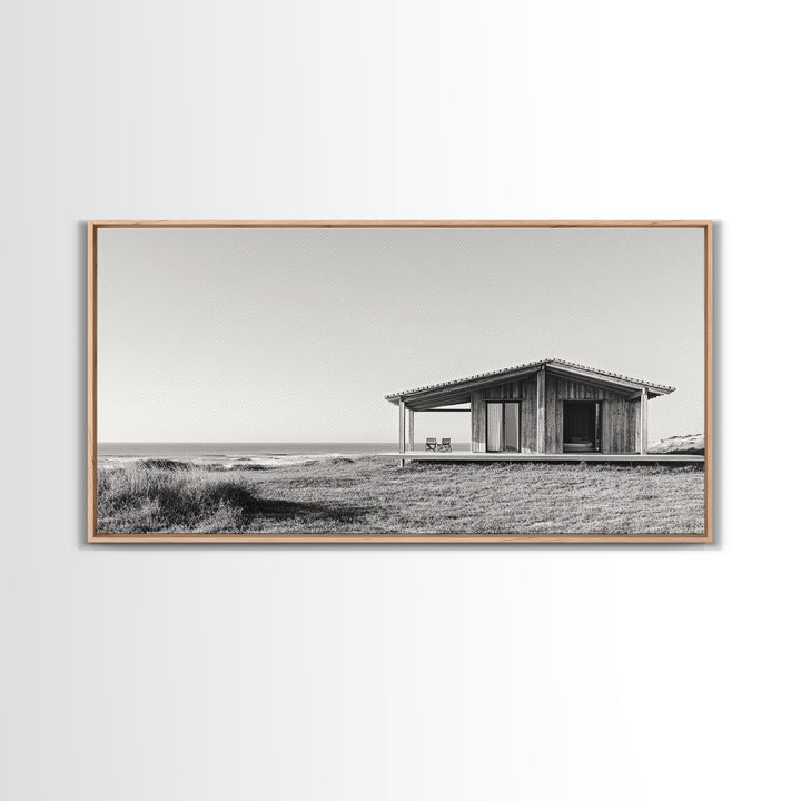 Beach Cabin, Coastal Escape, Minimalist Home, Seaside Solitude Scene, Canvas Print, Boho Beach Wall Art, Guest Room Decor