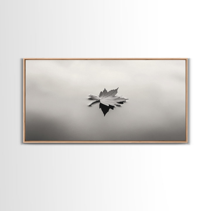 Autumn Leaf, Tranquil Water, Floating Serenity, Soft Tones Nature Art, Canvas Print, Fall Bedroom Wall Art, Minimalist Style