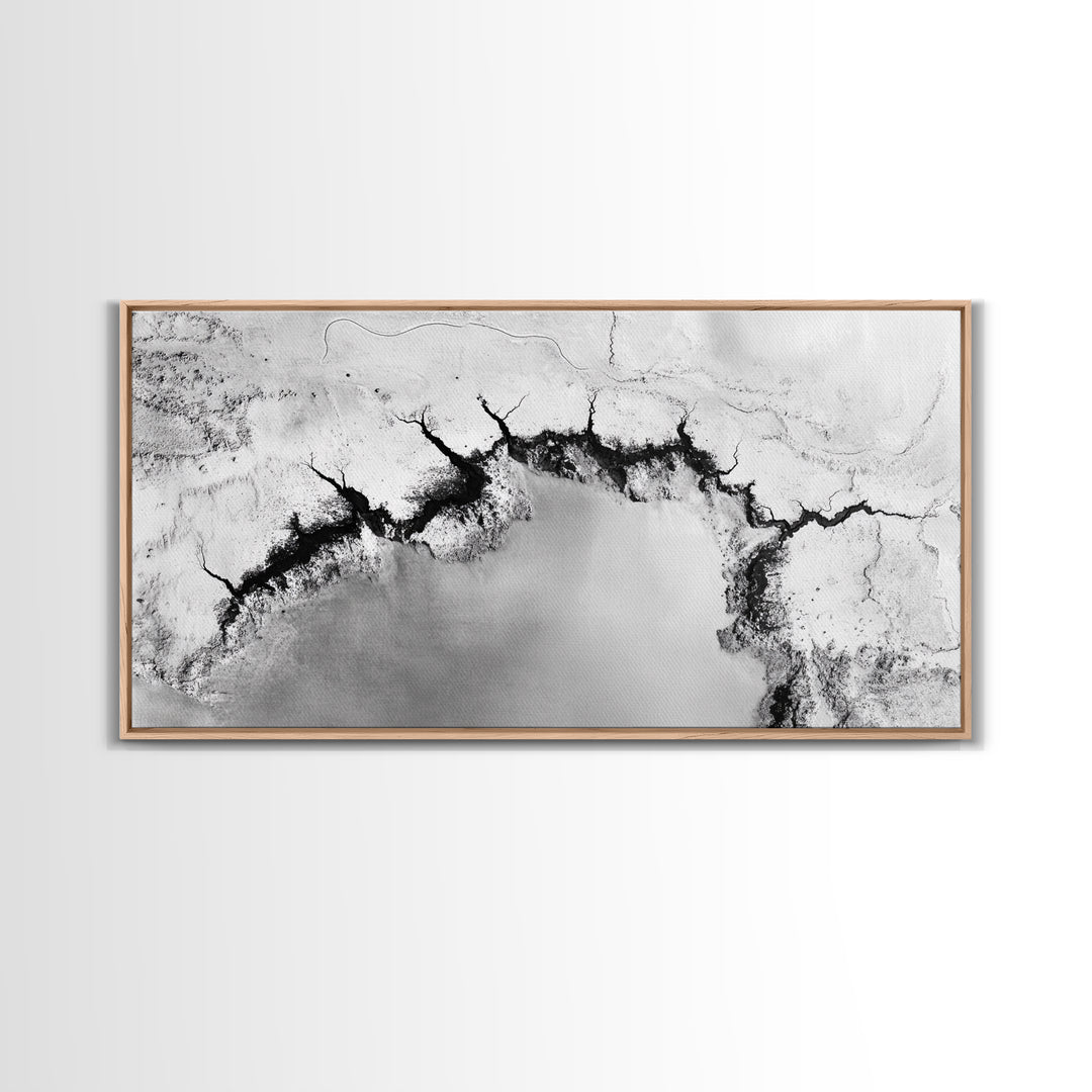 Aerial Desert, Cracked Earth, Modern Texture, Abstract Terrain, Canvas Print, Office Wall Art, Earth Tones, Contemporary Natural Art